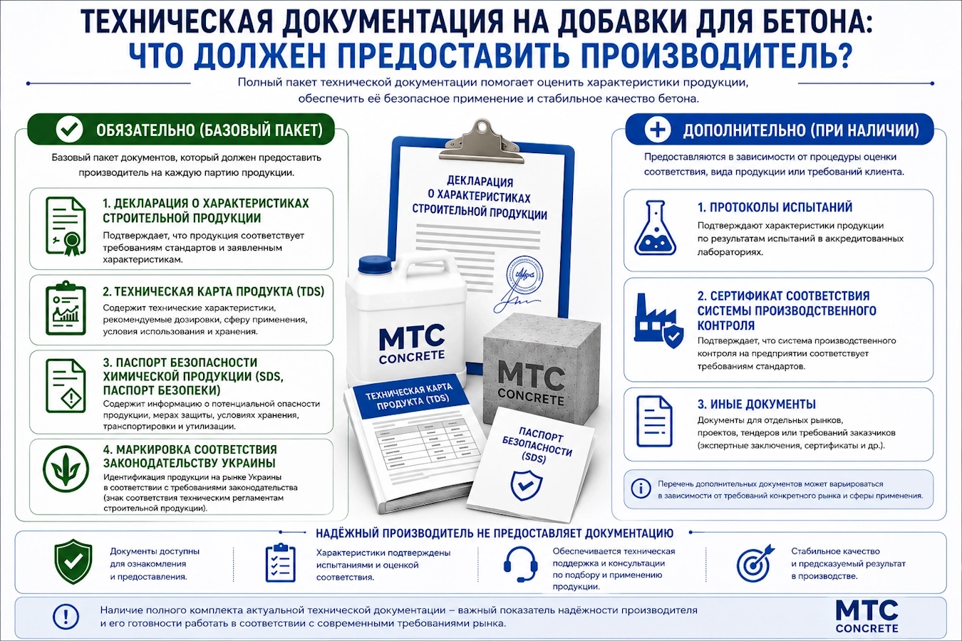 Инфографика: Какие документы должны сопровождать современные добавки для бетона в Украине?