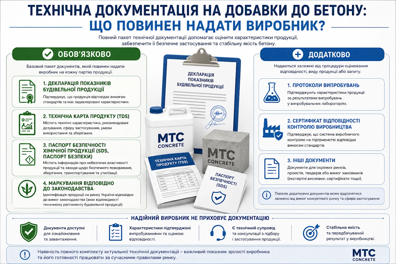 Інфографіка: які документи повинні супроводжувати сучасні добавки до бетону